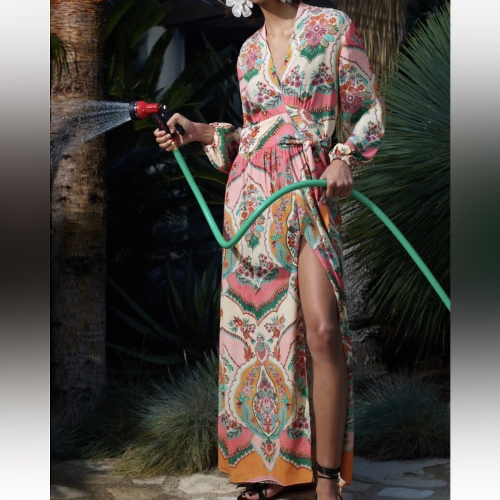 Zara Printed Wrap Maxi‎ Dress